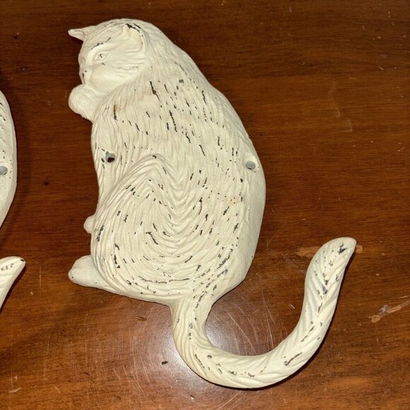 2 - ADORABLE Cat / Kitten Cast Iron Coat Towel Hat Hooks Leash Hangers 8 1/2” - Picture 4 of 7